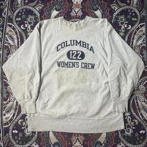 Vintage 80s Champion Reverse Weave Warmup Columbia Univ Women Crew Sweatshirt XL